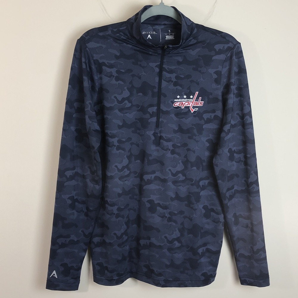 Washington Capitals Antigua Men's Navy Camo 1/2 Zip Pullover Sz Small